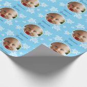 パーソナライズな第1誕生日のウミガメの青色児 ラッピングペーパー (角)