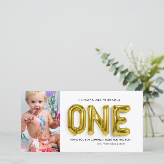 パーソナライズな第1誕生日のサンキューカード サンキューカード (スタンド正面)