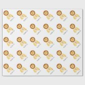 パーソナライズな第1誕生日のベビー動物のライオン ラッピングペーパー (フラット)