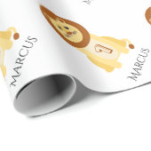 パーソナライズな第1誕生日のベビー動物のライオン ラッピングペーパー (ロールコーナー)