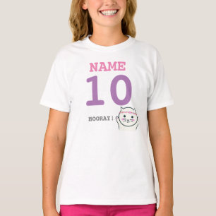 パーソナライズな第10誕生日の白猫 Tシャツ