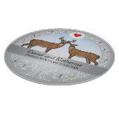 パーソナライズな第25結婚記念日、木びき台及び雌ジカ カッティングボード (角)