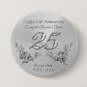 パーソナライズな第25記念日はパーティの記念品をピンで止めます 缶バッジ (正面)