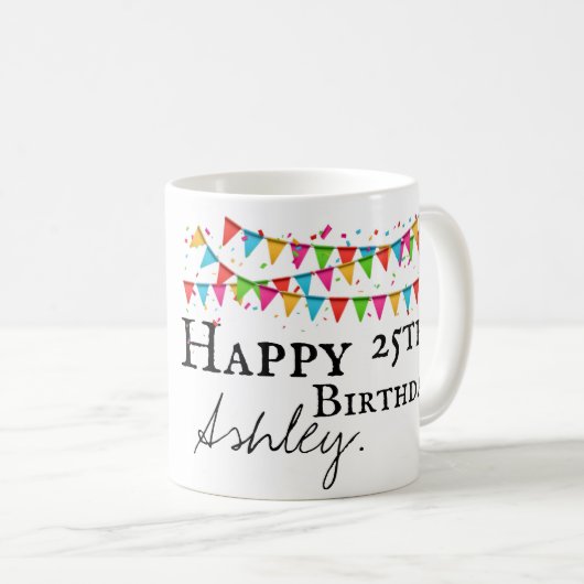 パーソナライズな第25誕生日のマグ コーヒーマグカップ (正面右)