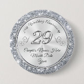 パーソナライズな第29結婚記念日ピン、好意 缶バッジ (正面)