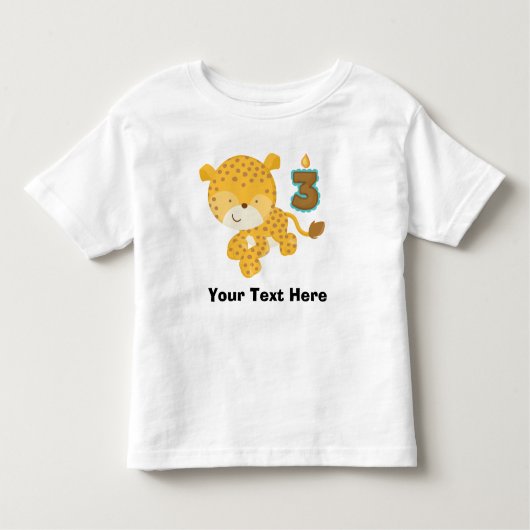 パーソナライズな第3誕生日のヒョウ トドラーTシャツ (正面)