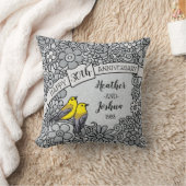 パーソナライズな第30記念日、花の鳥 クッション (ブランケット)