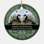 パーソナライズな第35結婚記念日、ガチョウ セラミックオーナメント (裏面)