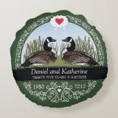 パーソナライズな第35結婚記念日、ガチョウ ラウンドクッション (裏面)