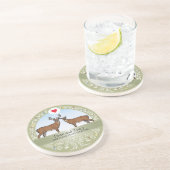 パーソナライズな第35結婚記念日、木びき台及び雌ジカ コースター (側面)