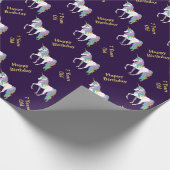 パーソナライズな第4第5第6第7第8誕生日のユニコーン ラッピングペーパー (角)