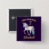 パーソナライズな第4第5第6第7第8誕生日のユニコーン 缶バッジ (正面&裏面)