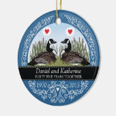 パーソナライズな第45結婚記念日、ガチョウ セラミックオーナメント (左)