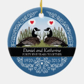 パーソナライズな第45結婚記念日、ガチョウ セラミックオーナメント (裏面)