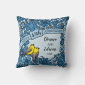 パーソナライズな第45記念日のサファイアの花柄の鳥 クッション (裏面)