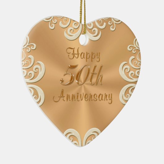 パーソナライズな第50結婚記念日のオーナメント セラミックオーナメント (右)