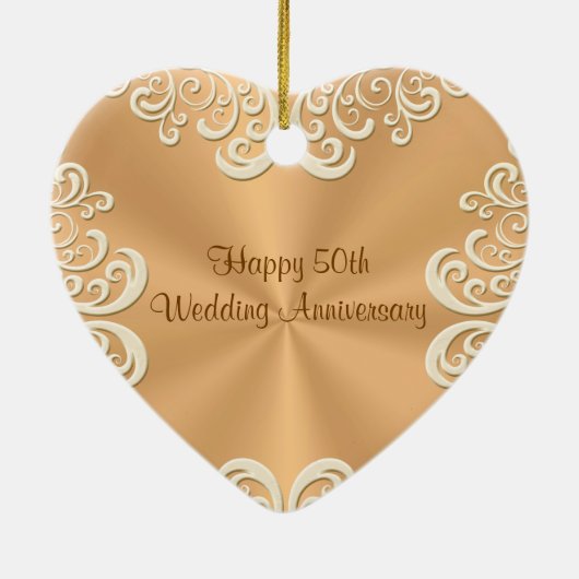 パーソナライズな第50結婚記念日のオーナメント セラミックオーナメント (裏面)