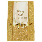 パーソナライズな第50結婚記念日のギフトバッグ ミディアムペーパーバッグ (裏面)