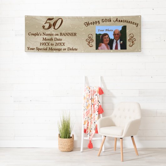 パーソナライズな第50結婚記念日の旗 横断幕 (インサイチュ)