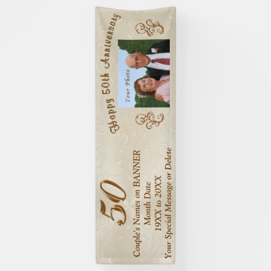 パーソナライズな第50結婚記念日の旗 横断幕 (縦)