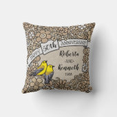 パーソナライズな第50記念日、金花の鳥 クッション (裏面)