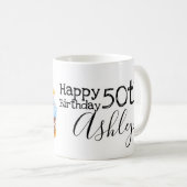 パーソナライズな第50誕生日のマグ コーヒーマグカップ (正面右)