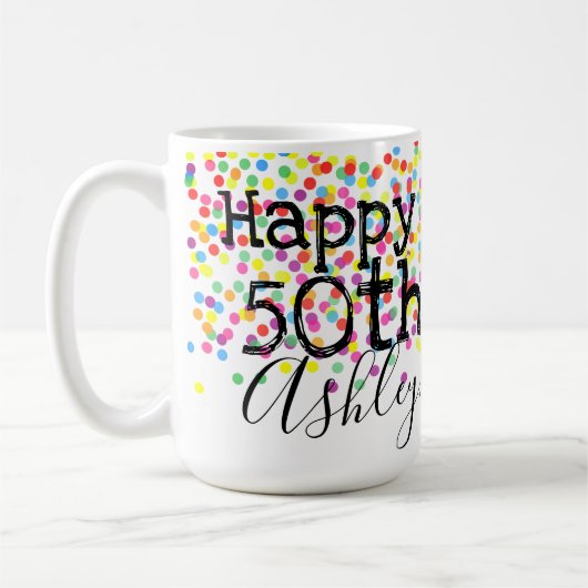 パーソナライズな第50誕生日のマグ コーヒーマグカップ (左)