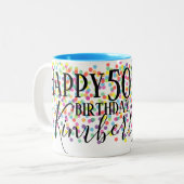 パーソナライズな第50誕生日のマグ ツートーンマグカップ (正面左)