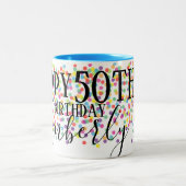 パーソナライズな第50誕生日のマグ ツートーンマグカップ (中央)