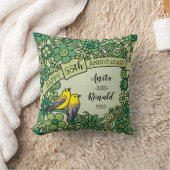パーソナライズな第55記念日のエメラルドの花の鳥 クッション (ブランケット)