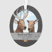 パーソナライズな第60結婚記念日、オオシカ オーナメント (正面)