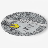 パーソナライズな第60記念日のダイヤモンドの花柄の鳥 ペーパープレート (アングル)