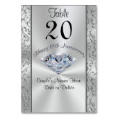 パーソナライズな第60記念日のテーブル数カード テーブルナンバー (裏面)