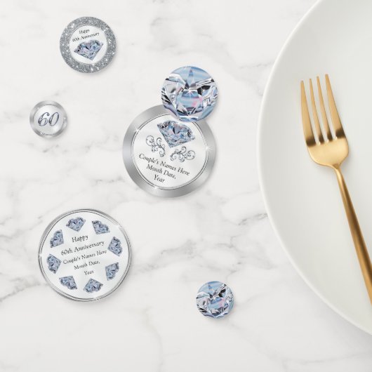 パーソナライズな第60記念日の紙吹雪、ダイヤモンド コンフェッティ (グループ)