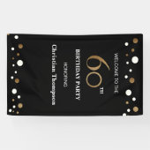 パーソナライズな第60誕生日の金ゴールドおよび黒い点 横断幕 (横)