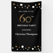 パーソナライズな第60誕生日の金ゴールドおよび黒い点 横断幕 (縦)