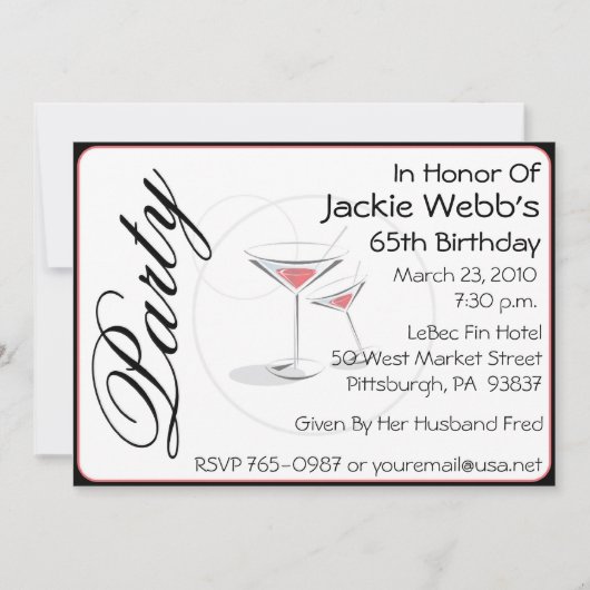 パーソナライズな第65誕生日のパーティの招待状 招待状 (正面)
