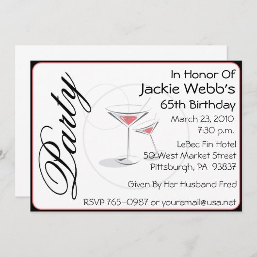 パーソナライズな第65誕生日のパーティの招待状 招待状 (正面/裏面)