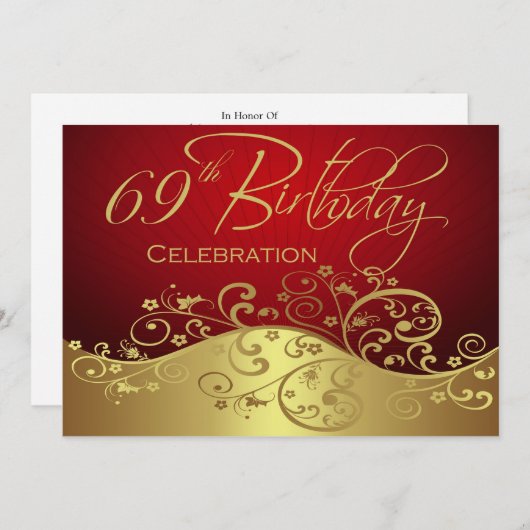 パーソナライズな第69バースデーパーティ招待状 招待状 (正面/裏面)