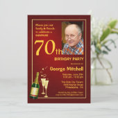 パーソナライズな第70誕生会の写真の招待状 招待状 (スタンド正面)