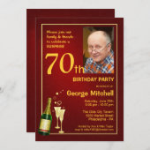 パーソナライズな第70誕生会の写真の招待状 招待状 (正面/裏面)