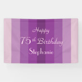 パーソナライズな第75誕生日の印の紫色のストライプ 横断幕 (横)