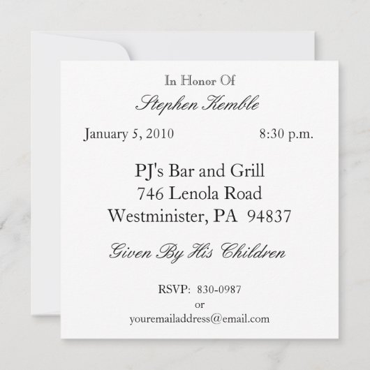 パーソナライズな第80バースデーパーティ招待状 招待状 (裏面)