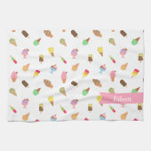 パーソナライズな粋でカラフルなアイスクリームパターン キッチンタオル (横)