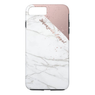 パーソナライズな粋でシックで白い大理石のばら色の金ゴールド iPhone 8 PLUS/7 PLUSケース