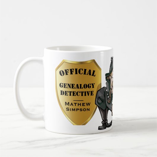 パーソナライズな系図学の探偵 コーヒーマグカップ (左)