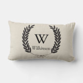 パーソナライズな素朴なアメリカヘラジカのスケッチおよび月桂樹- ランバークッション (裏面)