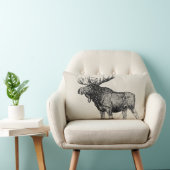 パーソナライズな素朴なアメリカヘラジカのスケッチおよび月桂樹- ランバークッション (椅子)