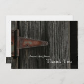 パーソナライズな素朴な国の木製の蝶番は感謝していしています サンキューカード (正面/裏面)