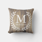 パーソナライズな素朴な農家の木製の白い月桂樹- クッション (正面)